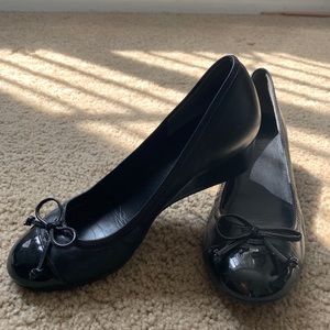 Cole Haan Nike Air Tali Wedge Flats Black Leather